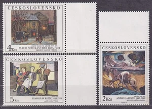 CZECHOSLOVAKIA 1989 SC#2766/68 MNH** set+label. Paintings in Natl. Galleries. - Imagen 1 de 1