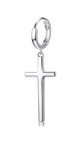 George Michael Faith Earring Silver Cucifix Cross Wham Costume Pierced Ear Ring - Picture 1 of 5