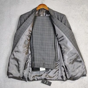 Joe Joseph Abboud Suit Pants 2-Piece Set Men's 42 Short Gray Plaid 100% Wool NWT - Picture 1 of 24