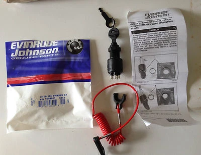 OMC BRP Johnson Evinrude Ignition Switch & Lanyard 5005801 1996 & up 765562 - Image 1 of 4