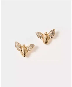 Lilly Pulitzer Bee BEEUTIFUL CRYSTAL PAVE Earrings goldtone Stud 7/8" L NWT - Picture 1 of 2