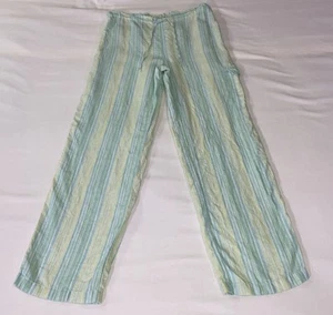 St. John's Bay 100% Linen Striped Pastel Pants Cargo Pocket Women’s Sz M - Picture 1 of 12