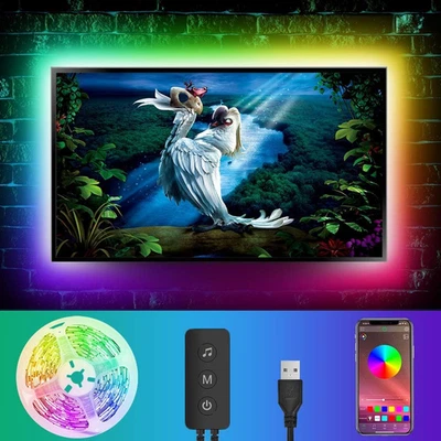Striscia LED TV 4m RGB con APP, USB, Retroilluminazione per TV 55-70 - Immagine 1 di 4
