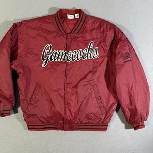VINTAGE Carolina Gamecocks Jacket Mens Large Garnet Puffer 90s Y2K Logo Red Oak - Picture 1 of 10