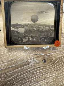 Heißluftballon Hood’s Sarsaparilla Werbung Jahrhundertwende Zauberlaterne - Bild 1 von 4