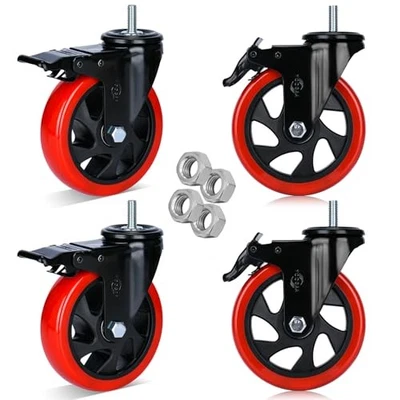  Ruedas giratorias Ruedas de vástago de bloqueo total 3/8" -16 x 1 5 pulgadas 3/8"-16x1" Foto 1 de 4