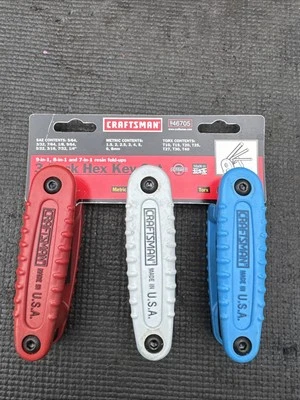 Sears Craftsman USA Nos 3pc Hex Key Set SAE Metric Torx 46705 Rare Folding - Image 1 of 4