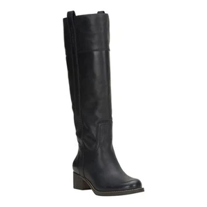 Lucky Brand Women's Hybiscus Knee High Leather Riding Boots Black Size 8 1/2 - Picture 1 of 5