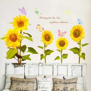 PVC SUNFLOWER REMOVABLE WALL MIRRORS WINDOWS ART STICKER MURAL DECALS HOME DECOR - Picture 1 of 7