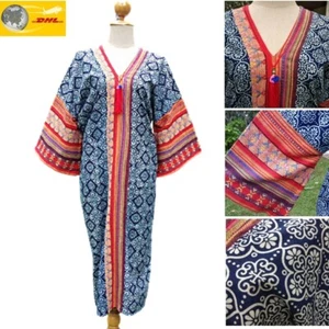 3/4 Sleeves Length Women Casual Dress Handmake Unique Hilltribe Style Cotton DHL - Picture 1 of 9