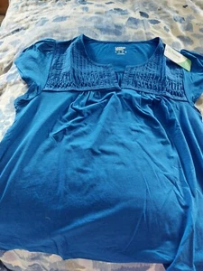 Brandneu mit Etikett Lands End kurzarm blaues Top Tencel XL 18-20 - Bild 1 von 4