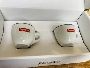 Supreme IPA Porcellane Aosta Espresso Set Of 2 Black And White Rare ✅ Authentic - Picture 1 of 7