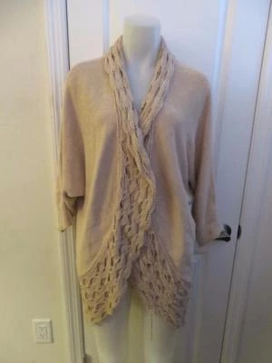 CÁRDIGAN MUJER CALYPSO ST. BARTH BEIGE CON RIBETE DE GANCHILLO MANGA LARGA TALLA 1 Foto 1 de 4