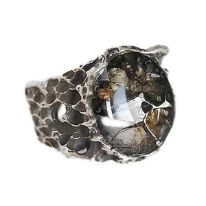 Seymchan pallasite Meteorite Ring S925 silver Ring Jewelry LB082 - Picture 1 of 6