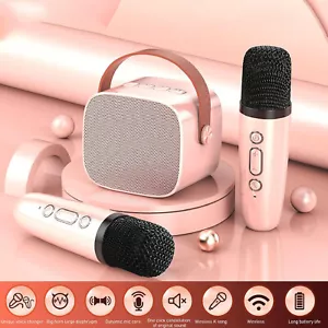 More details for mini karaoke machine with 2 wireless microphone portable bluetooth speaker gifts