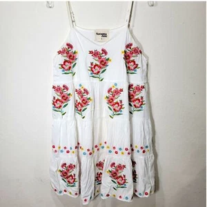 Savanna Jane Dress S White Embroidered Floral Lined Adjustable Strap Summer - Picture 1 of 9