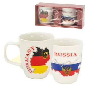 2 Tassen Geschenkset Russia Germany Kaffeetassen Set Kaffeebecher Kaffeepott - Bild 1 von 1