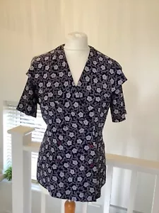 Eastex Size 10 (euro36) Blouse Top Navy White SS Double Breasted VGC Hardly Worn - Picture 1 of 8