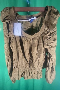 Universal Thread Coconut Husk Peasant Top Blouse Size M - Picture 1 of 2
