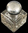 GEORGE NATHAN & RIDLEY HAYES HALLMARKS ENGLAND STERLING SILVER CRYSTAL INKWELL !