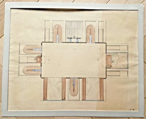 Joli Dessin d'architecture - Salle à manger - Art Déco 1930 - Picture 1 of 6