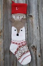 FOX Pottery Barn Kids Knit Christmas Stocking Fair Isle Monogram Damaged L O853