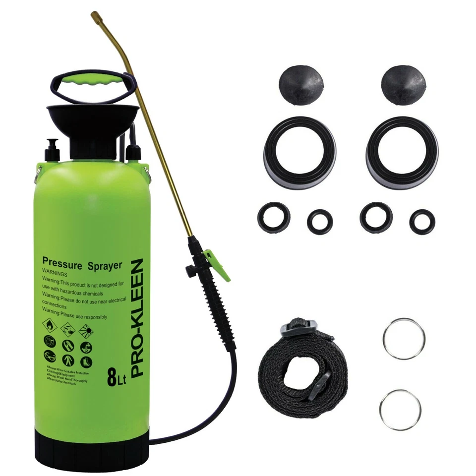 ProKleen Garden Pressure Sprayer Manual Pump Action Bottle Weedkiller Water 8L