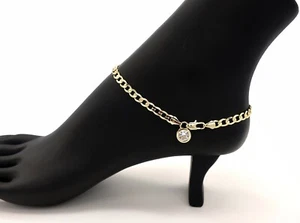 TOBILLERA DE CADENA DE ESLABÓN CUBANO ITALIANO DE 5mm 10" PULSERA CÚBICA DE ZIRCONIA 14K CHAPADA EN ORO - Imagen 1 de 5