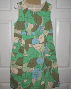 BODEN Summer Dress Women's US Size 14 Reg Green Tan Blue Sleeveless Cotton Lined - Picture 1 of 5
