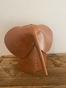 Unique Cognac Leather Elephant Figurine - Perhaps A “Brown Elephant” Gift?? - Picture 1 of 6