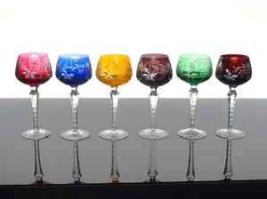 IMPERIAL CRYSTAL 519 GRAPE VINE LEAF CUT-TO-CLEAR HOCK WINE GLASSES - SET OF 6 - Picture 1 of 17