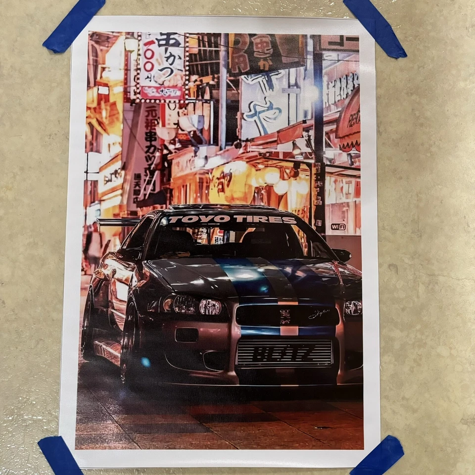 GT Sports Car Toyo Blitz On Night Streets ✅ Poster Canvas Wall Art ✅ 12 X 18 in - Image 1 of 4