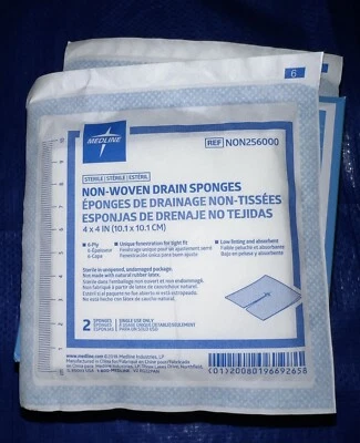 Paquete de 25 esponjas de drenaje no tejidas estériles 4"X4" / 6 capas (25x2 por paquete) no 256000 Foto 1 de 4