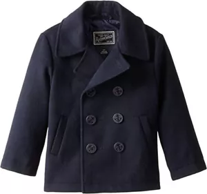 B12-Rothschild, 10-12Years/M, l/s poly coat jacket, Blue Double-Breasted Peacoat - Picture 1 of 1
