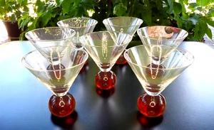 Vintage MCM Bubble Ball Bottom Martini/Cosmo Glas mundgeblasene Atomkugel 5,5" - Bild 1 von 4