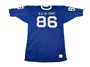 Vintage Champion Football Jersey P.S. DU POINT Mens Large Blue Wilmington Logo - Picture 1 of 10