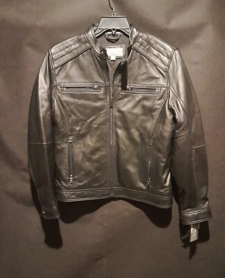 Chaqueta de moto de cuero para hombre Michael Kors nueva con etiquetas talla M precio de venta sugerido por el fabricante 595,00 Foto 1 de 4