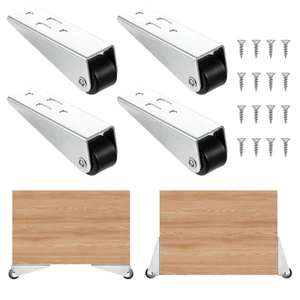 0.9 Inch Low Profile Casters Wheels Set of 4, Small Mini Fixed Caster Wheels wit - Picture 1 of 7