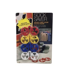 Vintage Tide Sock Saver Multi Colored Set 12 for Washer & Dryer Never Lose Socks - Picture 1 of 4