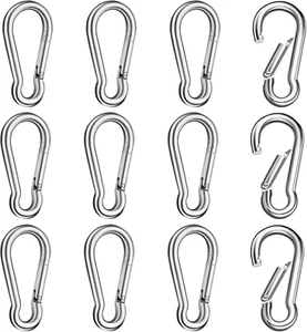 12 Pezzi Moschettoni in Acciaio Inox 304, Moschettone Resistenti Con Chiusura a - Foto 1 di 12