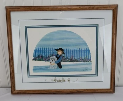 Estampado Vintage P Buckley Moss Enmarcado Niño con Perro Numerado 36/1000 Firmado Foto 1 de 4