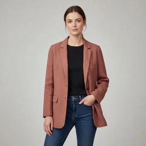 Everlane The Cotton Linen Blazer Soft RustWomen's Size 0 Long Sleeve Oversized - Picture 1 of 12