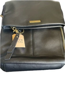 Frye & Co Backpack Bag Black Adjustable Straps Soft Faux Leather New with tag - Picture 1 of 6