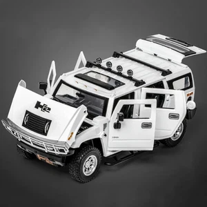 1:24 Hummer H2 Alloy Car Model Diecasts Toy Vehicles with Light and Sound Pull B - Picture 1 of 12