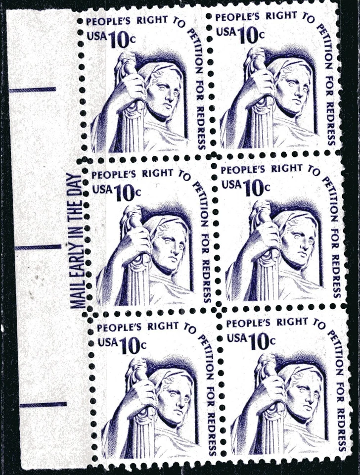 SC# 1592 - 10¢ 1977 Justice - Americana Series - Mail Early Block of 6 - Mint NH - Image 1 of 1