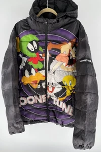LOONEY TUNES Hooded Full Zip Puffer Jacket Adult XL  All Over Print RARE - Picture 1 of 17