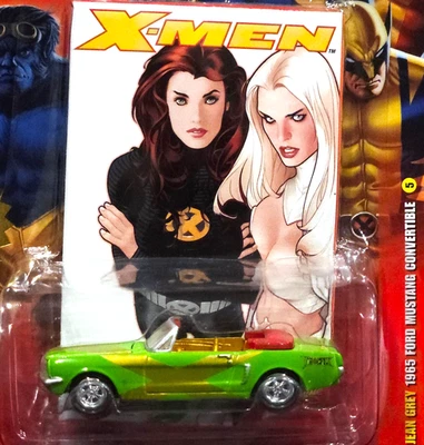 Johnny Lightning 65 1965 Ford Mustang Convert Jean Grey Marvel X-Men Car wPoster - Image 1 of 2