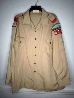 Camisa Uniforme Boy Scouts of America Adulto XXL 2XL Caqui Negro Parche Pantano BSA Foto 1 de 4