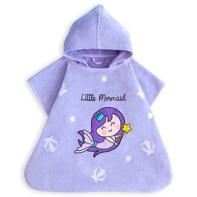 Poncho Milk&Moo Little Mermaid para niños, % 100 algodón, toallas de playa con capucha para niños, Foto 1 de 4