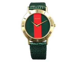 GUCCI Uhr Damen Vintage Armbanduhr 3000.2.M gold grün Damenuhr - Bild 1 von 15